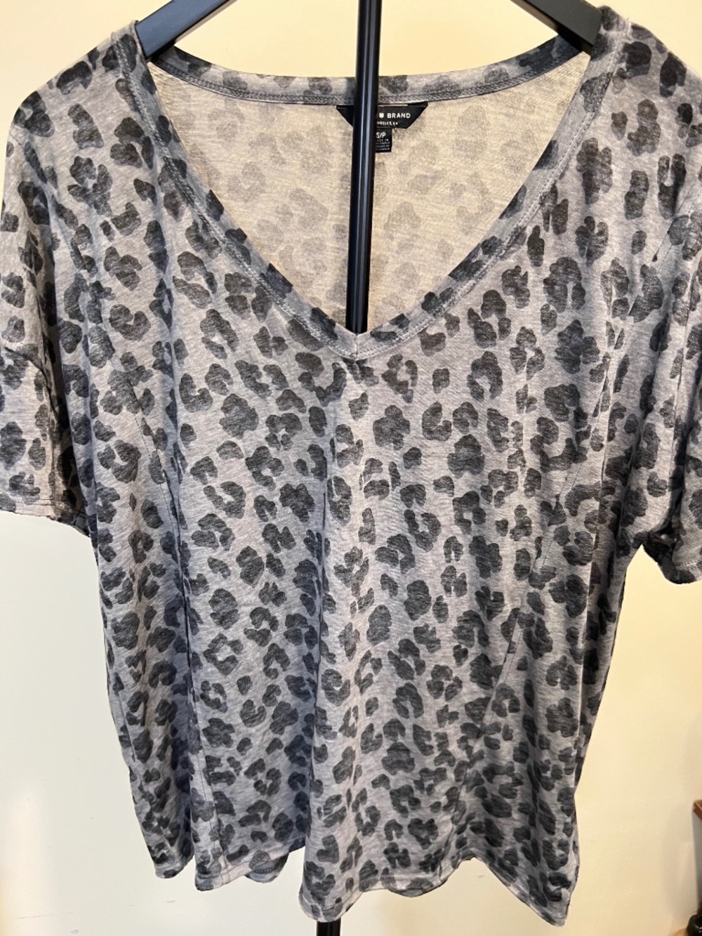 NWOT Lucky Brand Lightweight Leopard Print Grey Top